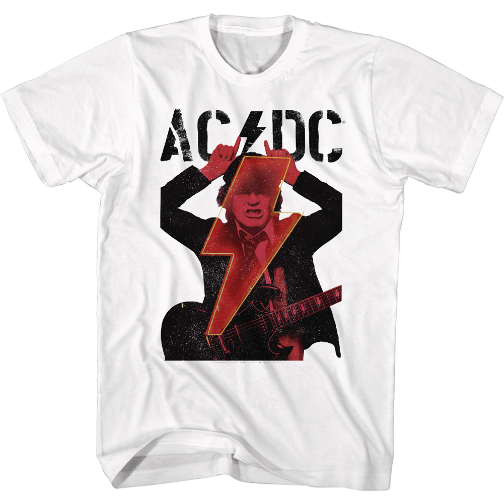 AC/DC ANGUS YOUNG Hörner Blitz Weiß Groß T-Shirt EUR 32,30 - PicClick DE