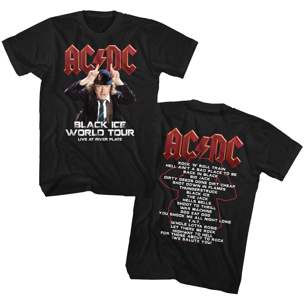 00s anvil AC/DC BLACK ICE TOUR バンドTシャツ AC/DC Black Ice World Tour Front and Back Black T-shirt | eBay