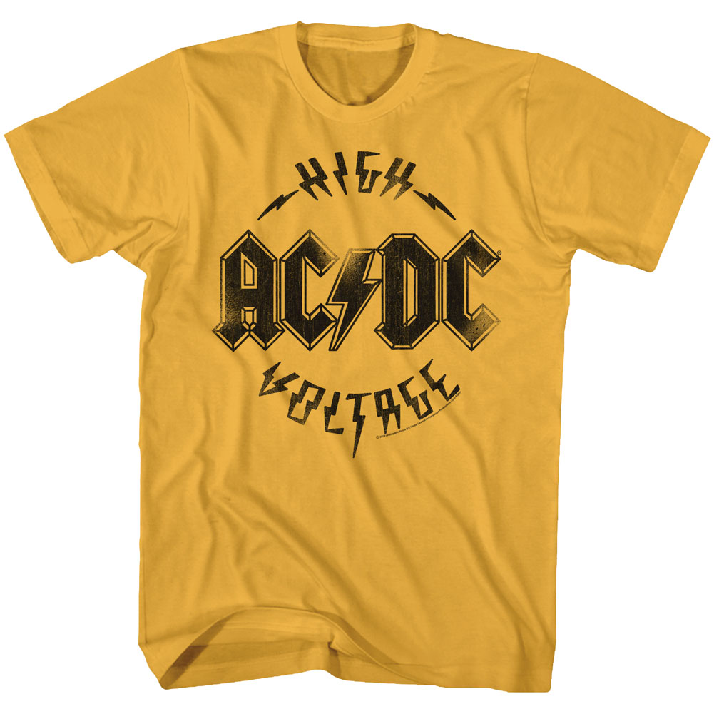 【HI FI FNK】ACDC Printed Top AC/DC Vintage High Voltage Logo Gold T-shirt | eBay