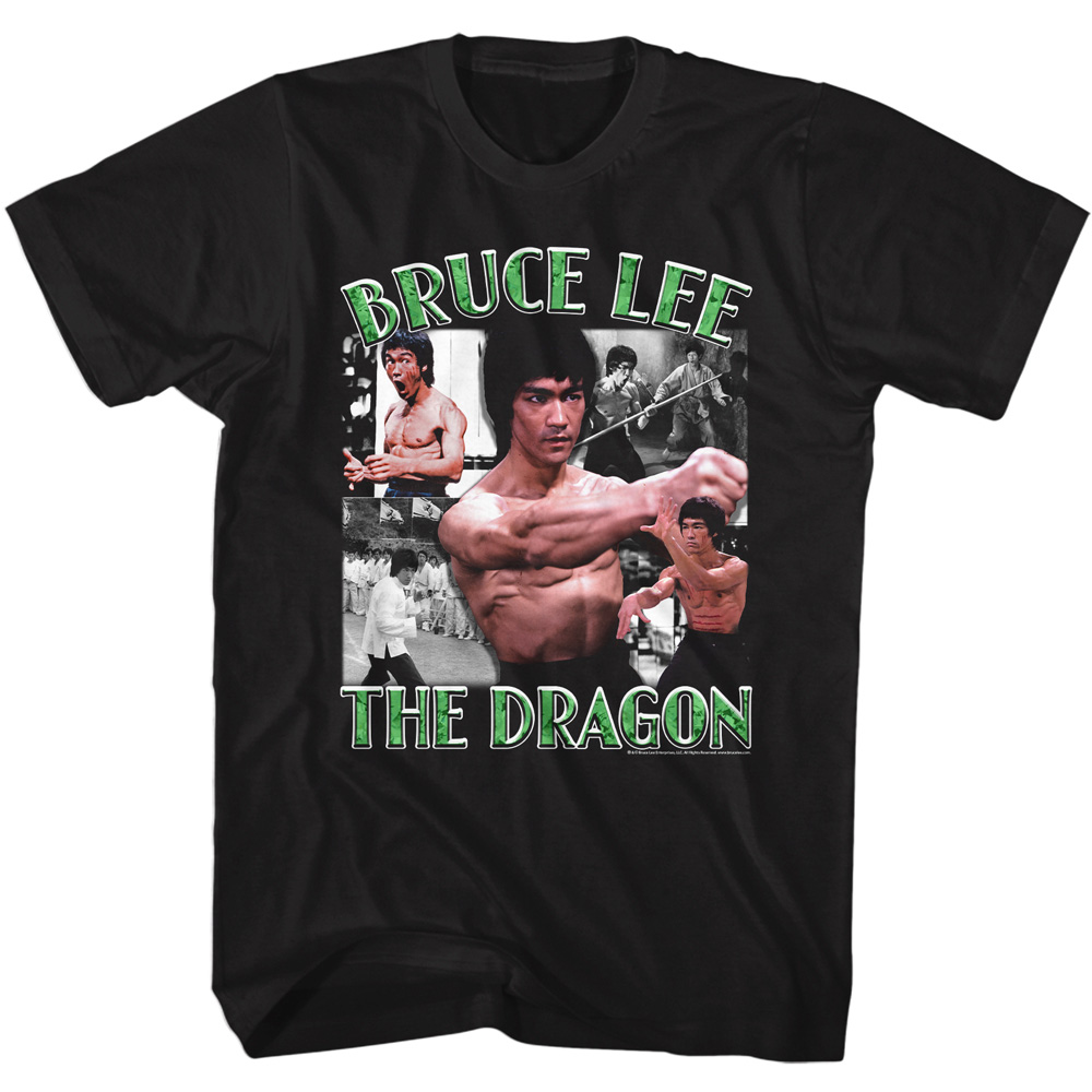 Bruce Lee The Dragon Collage Black T-shirt