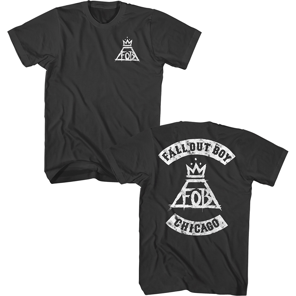 Fall Out Boy FOB Chicago Front Back Print Adult Smoke Tee Shirt