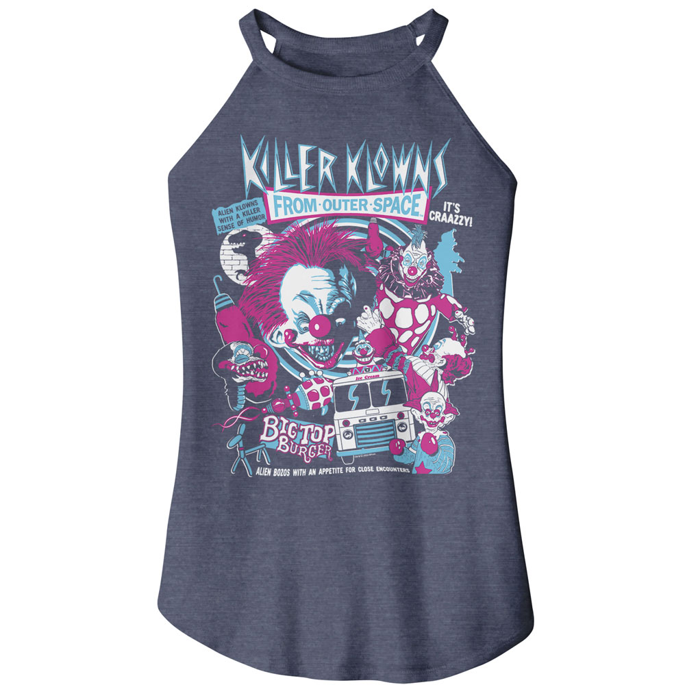 Killer Klowns From Outer Space Crazy Bunch of Clowns Collage Ladies Navy Rocker