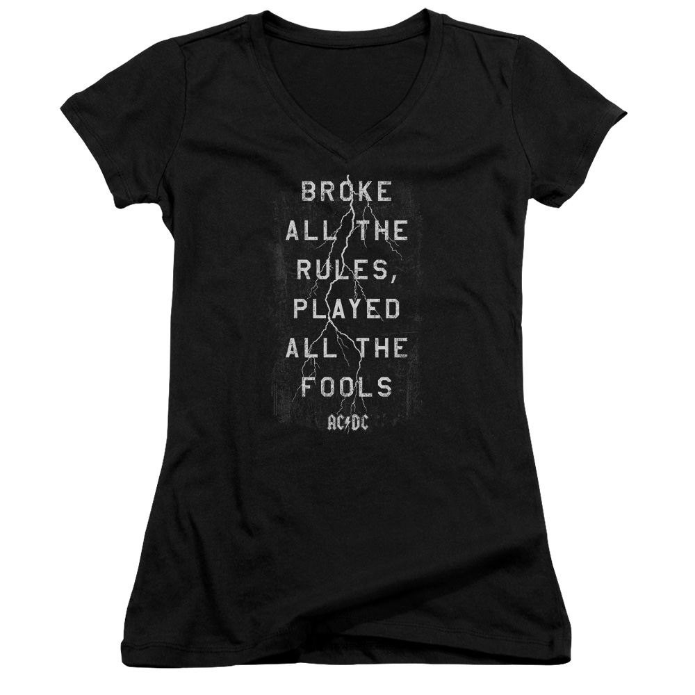 AC/DC Thunderstruck Song Lyrics Juniors V-neck Shirt - Picture 3 of 7