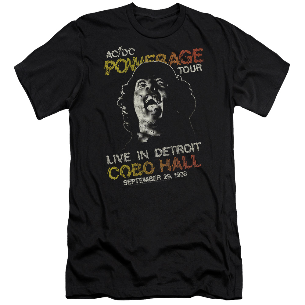 AC/DC 1976 Powerage Tour Live in Detroit Black Slim Fit T-shirt - Picture 3 of 7