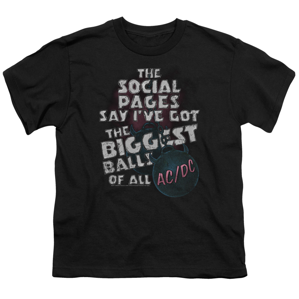 Kids AC/DC T-Shirt Big Balls Song Lyrics Youth T-shirt - Picture 3 of 6