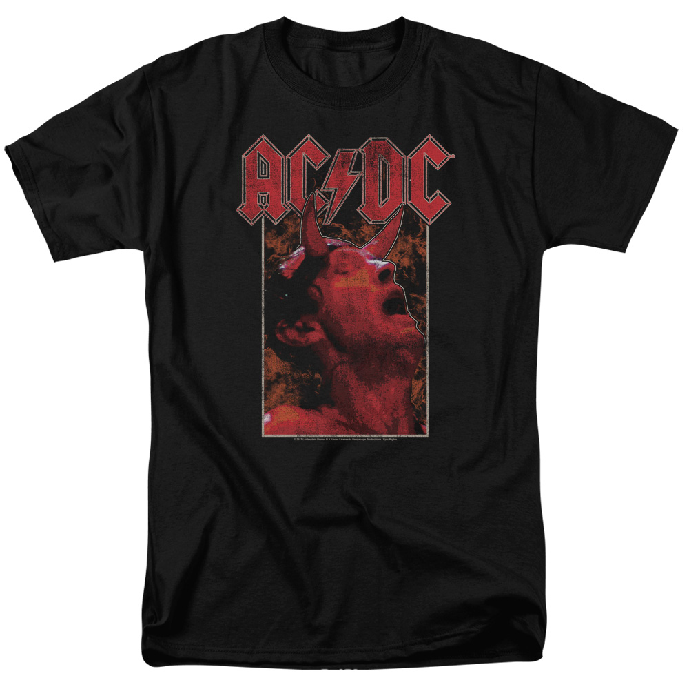 AC/DC Distressed Angus Young Devil Horns Photo Black Tall T-shirt | eBay