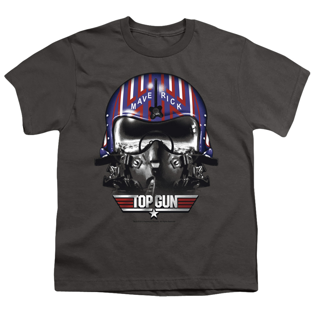 Top Gun Kids TShirt Maverick Helmet Charcoal Tee eBay
